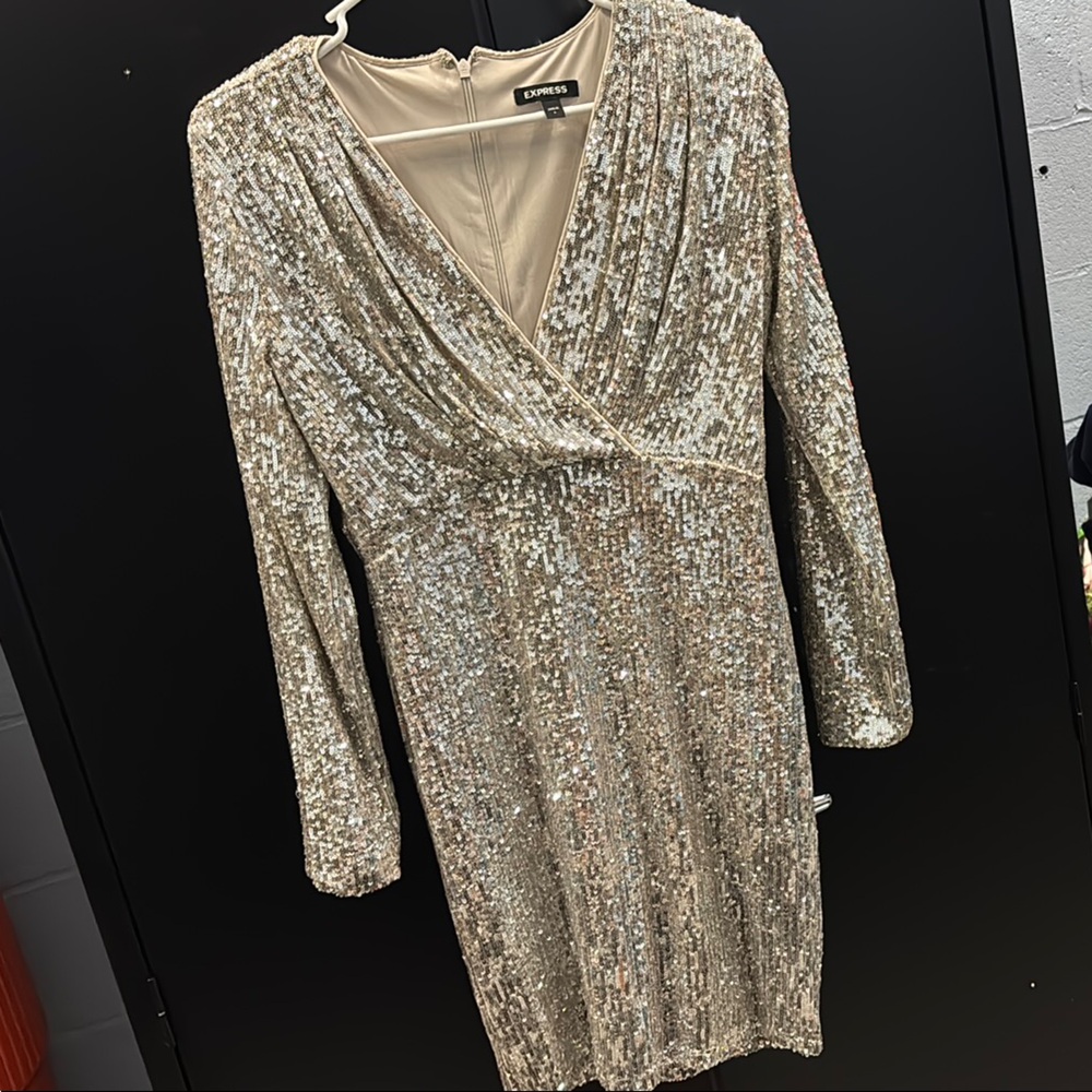 Sequin Long Sleeve Dress